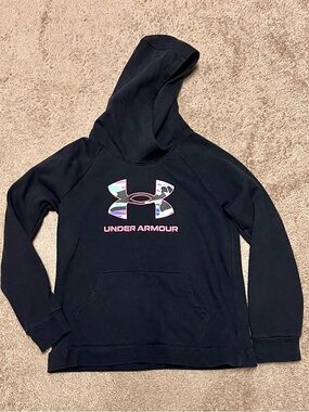 Under Armour Black Pullover Hoodie with White Logo